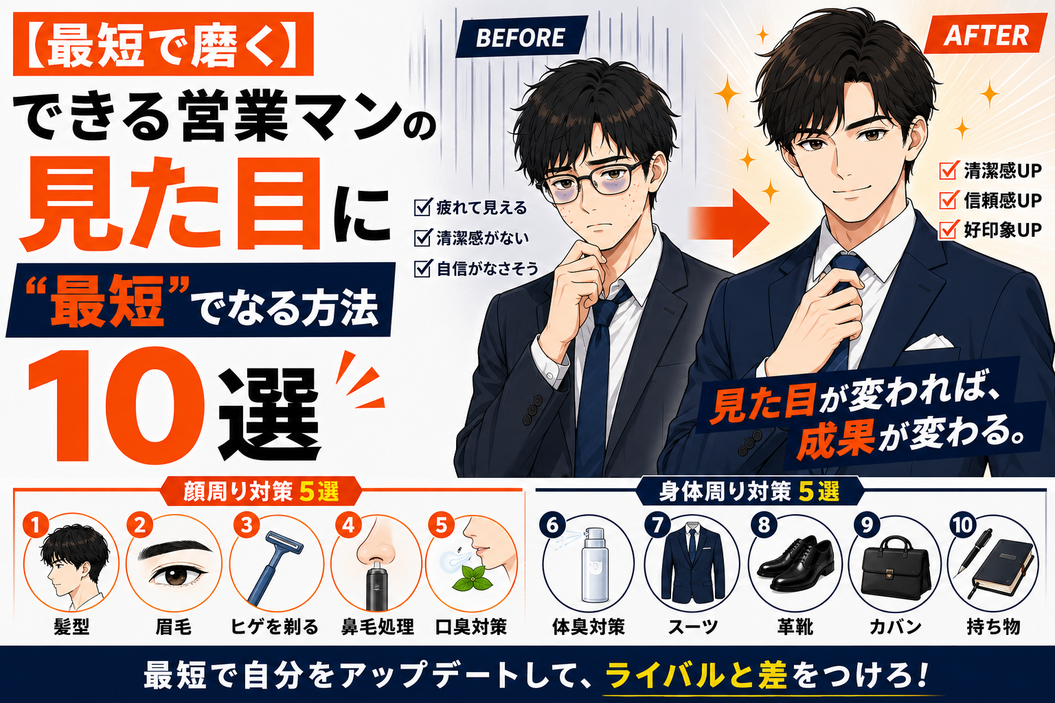 髪・眉を整える