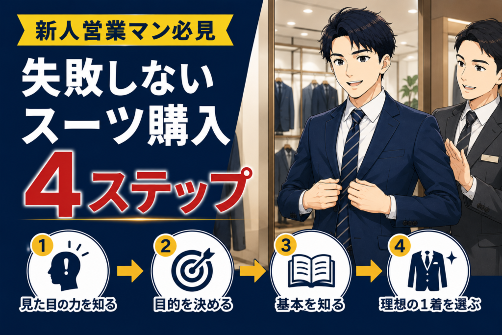 【新人営業マン必見！】失敗しないスーツ購入の流れを4ステップで解説！