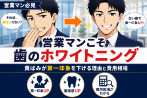 営業マンこそ歯のホワイトニング!黄ばみが第一印象を下げる理由と費用相場を解説