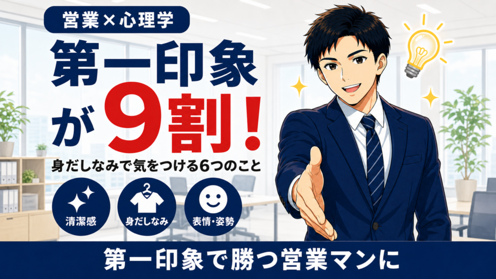 第一印象で勝つ営業マンの見た目づくりを解説するアイキャッチ画像