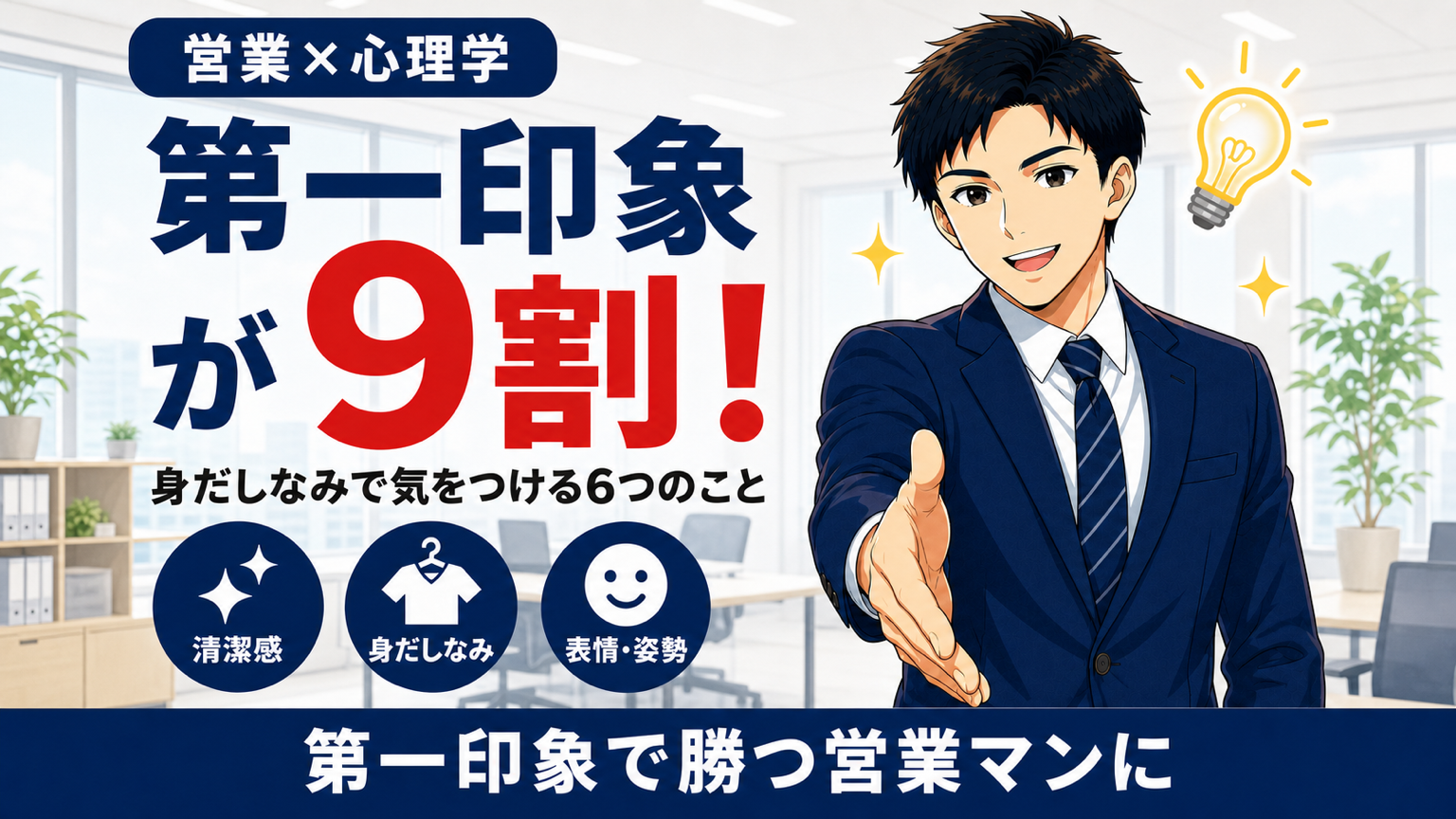 第一印象で勝つ営業マンの見た目づくりを解説するアイキャッチ画像
