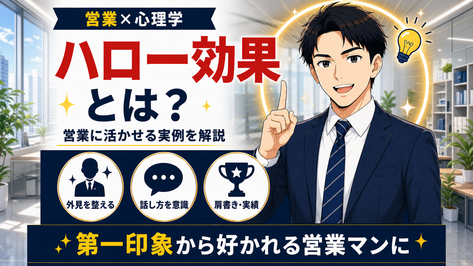 ハロー効果を解説する営業マン向け記事のアイキャッチ画像