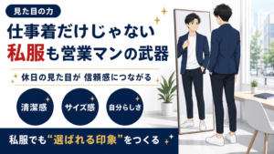 営業マンが私服の見た目も磨く重要性を解説するアイキャッチ画像