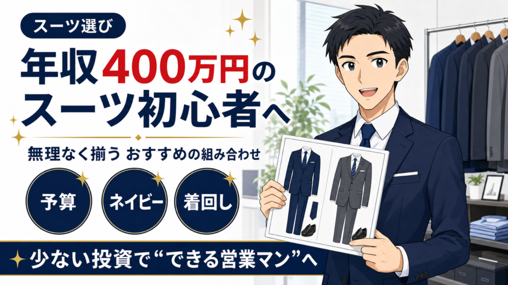 年収400万円の営業マン向けスーツの組み合わせを解説するアイキャッチ画像