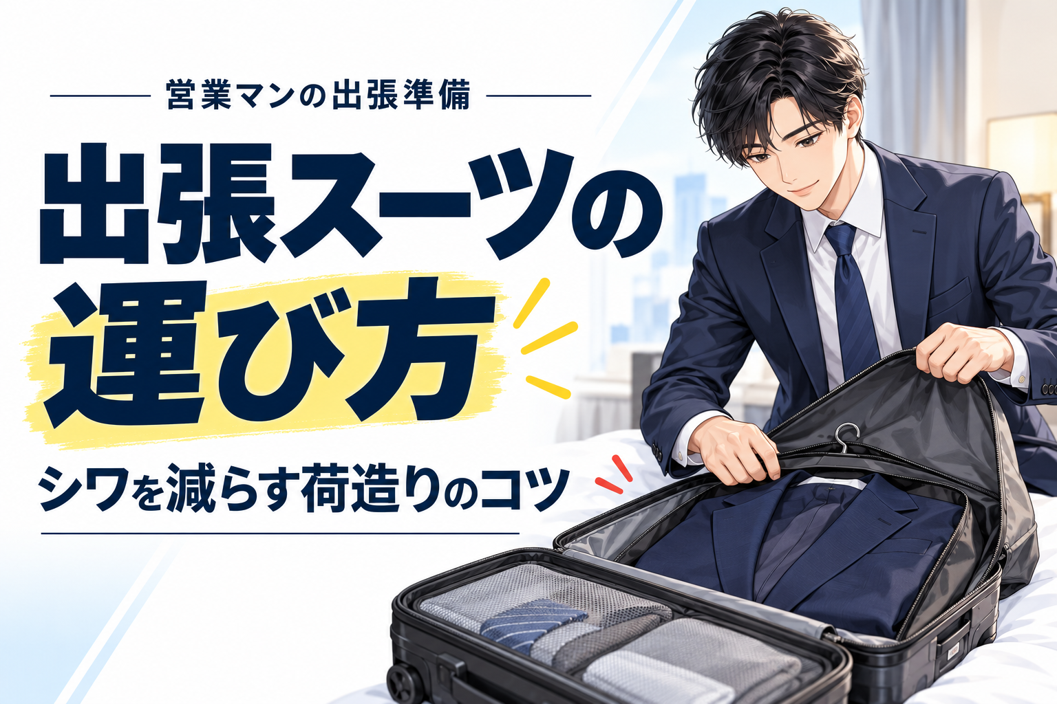 出張スーツの運び方。シワを減らす荷造りのコツ